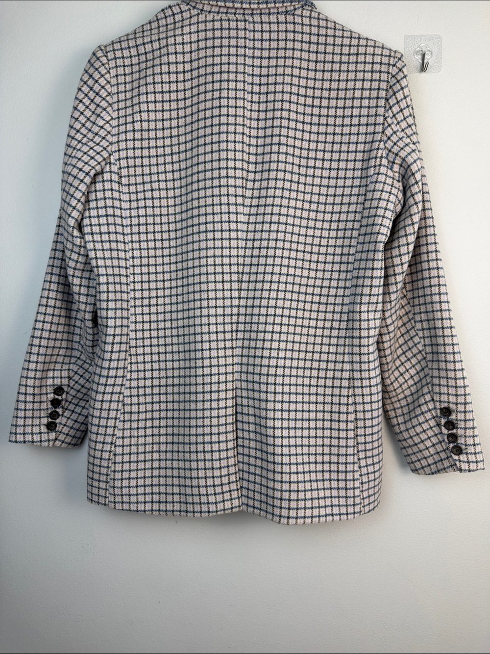 Rails Windsor Blazer Lilac Navy Mini Check Wool Blend Pockets Office Classic M - Picture 10 of 16